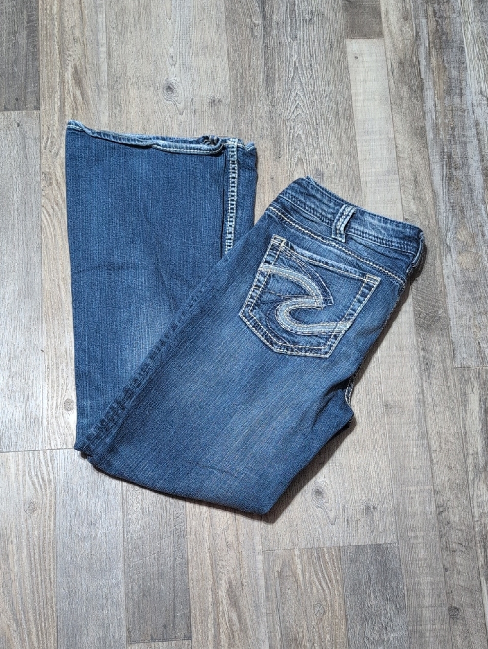 Women's Silver Aiko Boot Cut Jeans - Branded Stitch Pocket